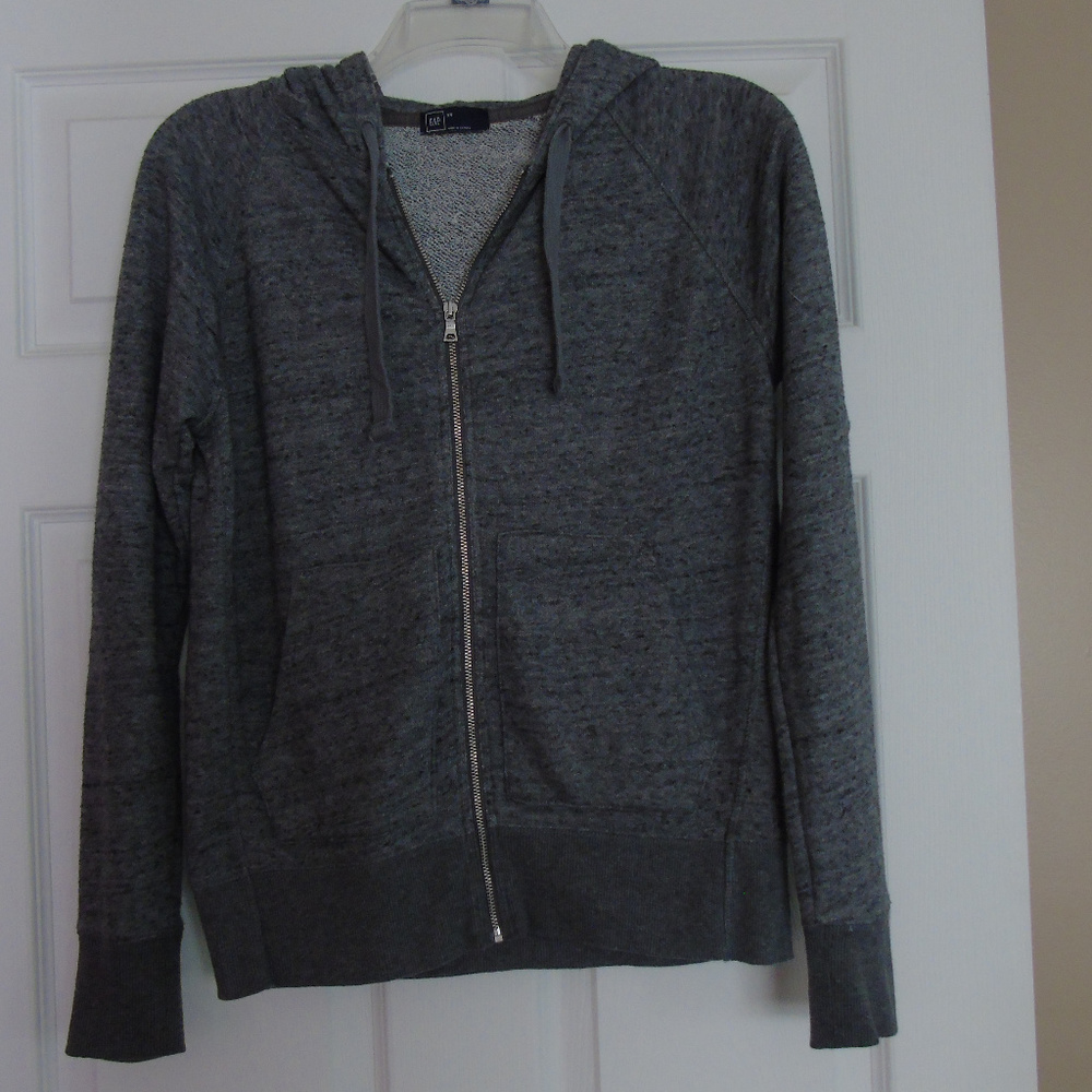 GAP Essential Front Zip Hoodie Dark Charcoal/Grey
